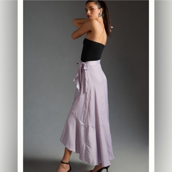 Anthropologie Maeve Lilac Wrap Ruffle Maxi Skirt Size Small - Picture 3 of 6